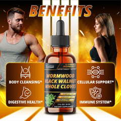 Botanicals such as black walnut, cloves, and cinnamon illustration