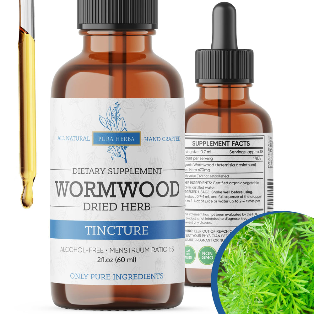 Wormwood Organic Tincture bottle with dropper