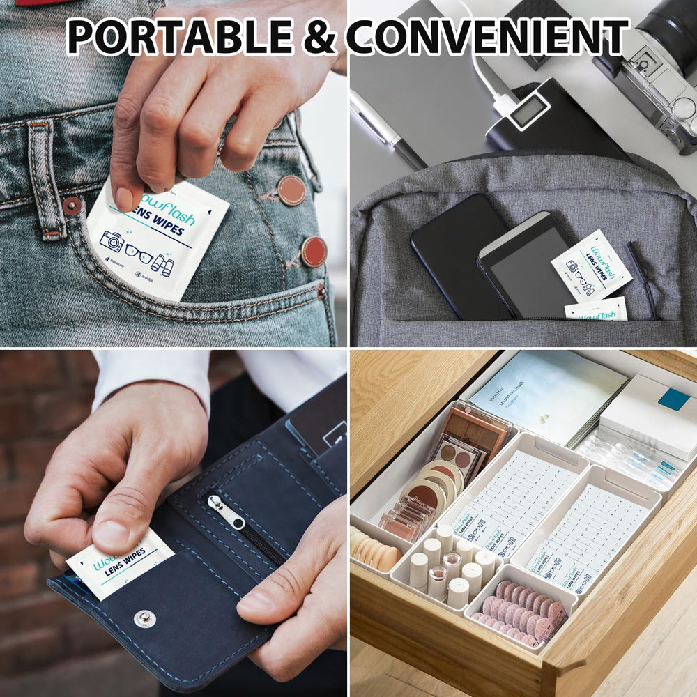 Sunglasses and camera lens cleaned with WOWFLASH wipes