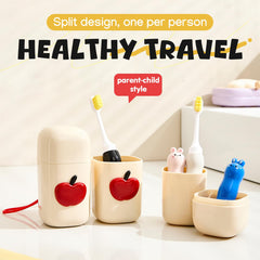 Close up of secure snap shut closure on toothbrush container