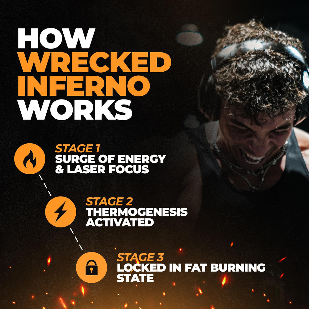 Wrecked Inferno watermelon-orange-pineapple flavor close-up highlights tasty option.