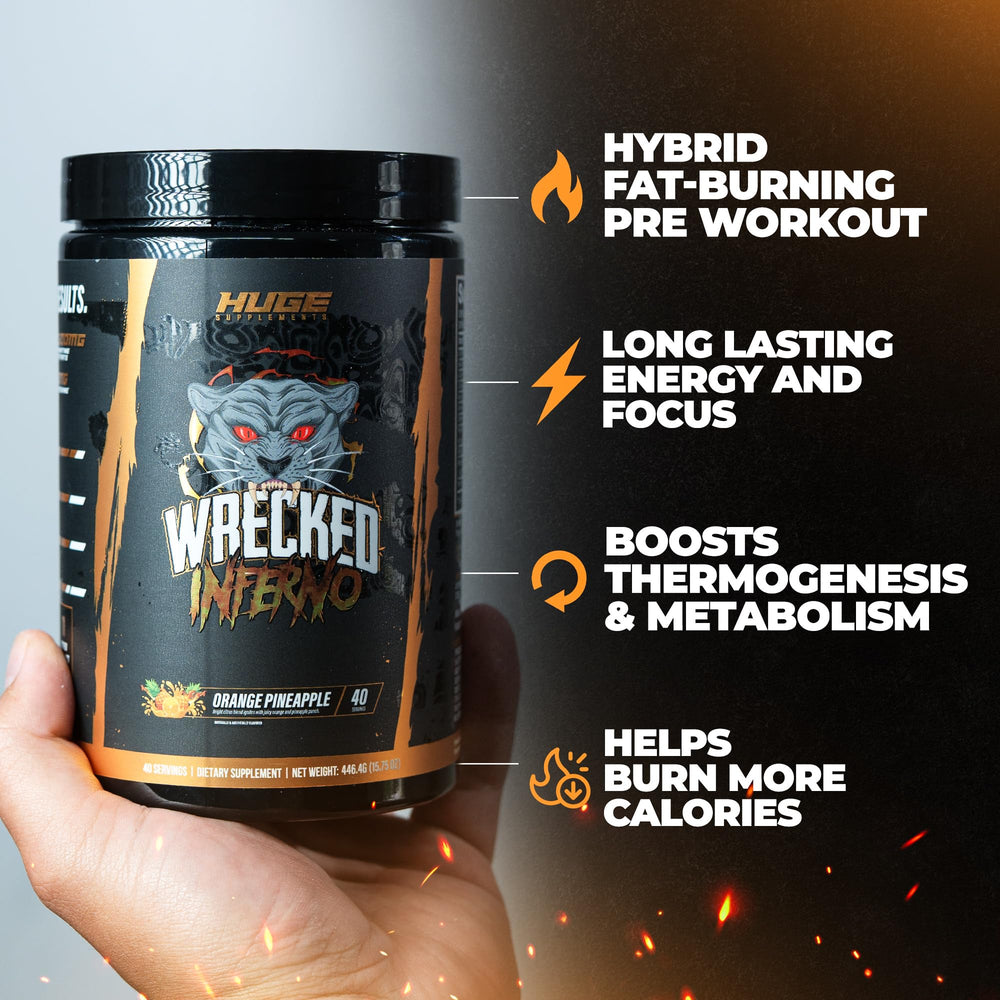 Wrecked Inferno mixing in water demonstrates quick-dissolve pre-workout.