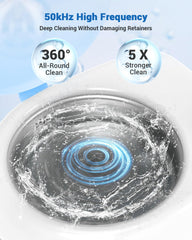 Close-up of 50kHz ultrasonic cleaning technology