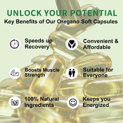 Close-up of white, odorless softgel capsules