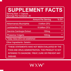 Box containing 30 WXW Akkermansia Muciniphila Probiotic capsules