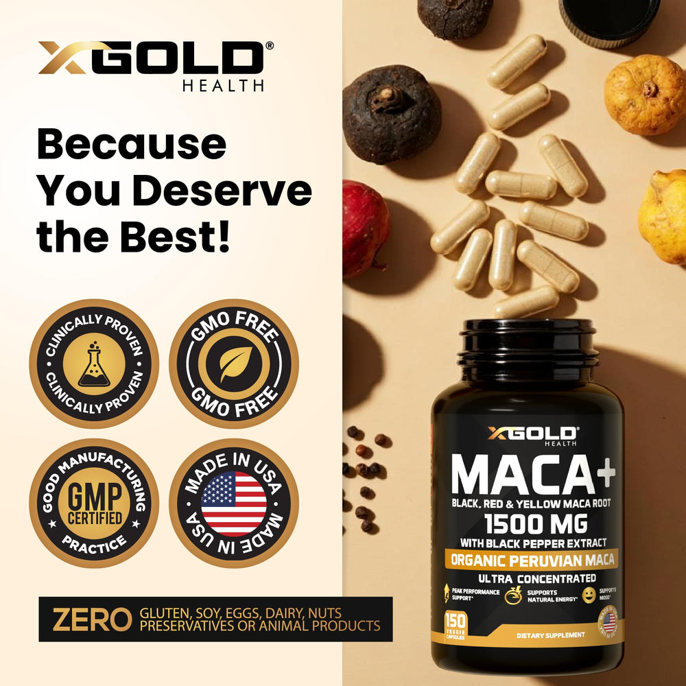 Organic, vegan, gluten-free maca capsules from Peru