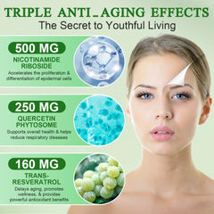 Xaarty NAD supplement packaging highlighting anti-aging and energy benefits