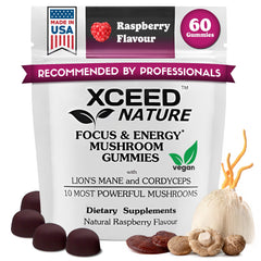 Front view of XCEED NATURE Lions Mane & Cordyceps Gummies 60pcs