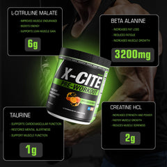 X-CITE ingredient blend and natural stimulant components