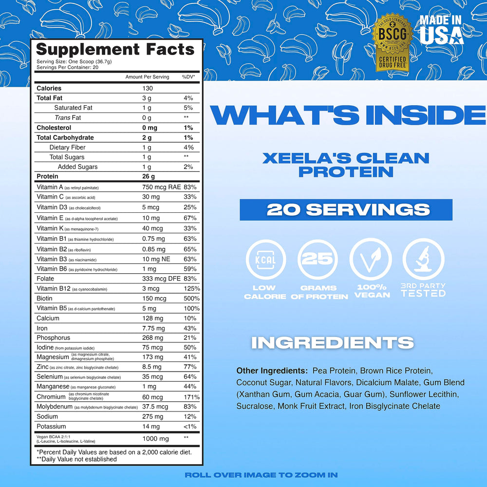 Close-up of Xeela Banana Split packaging and label