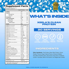 Serving XEELA plant-based protein powder in a glass with a smoothie