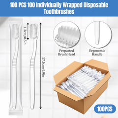 Individually wrapped travel toothbrushes from Xelsluthe, bulk pack