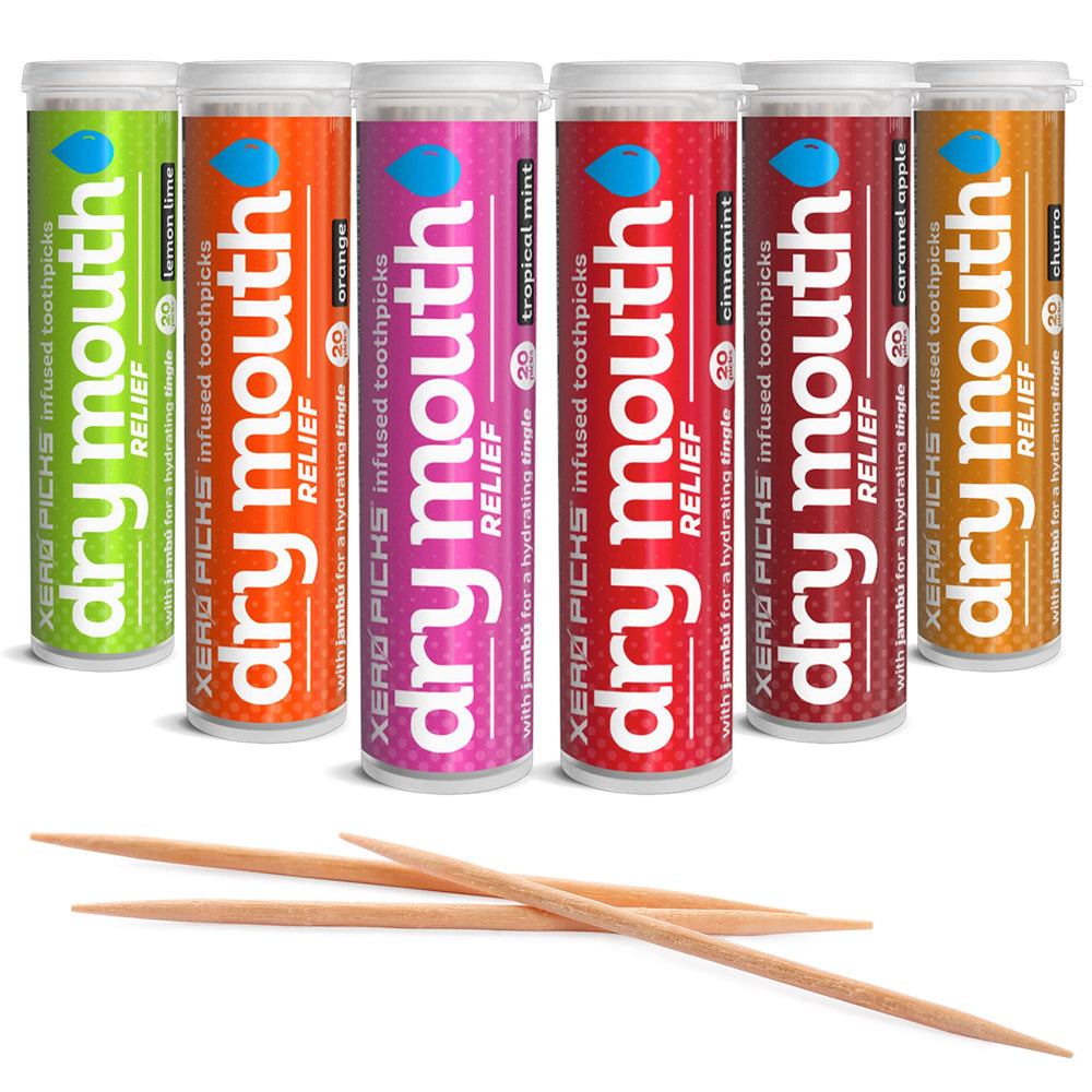 Front view of Xero Picks Dry Mouth Variety 6 Pack packaging
