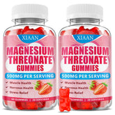 XIAAN Magnesium L-Threonate Gummies 500mg strawberry flavor bottle, 120 count