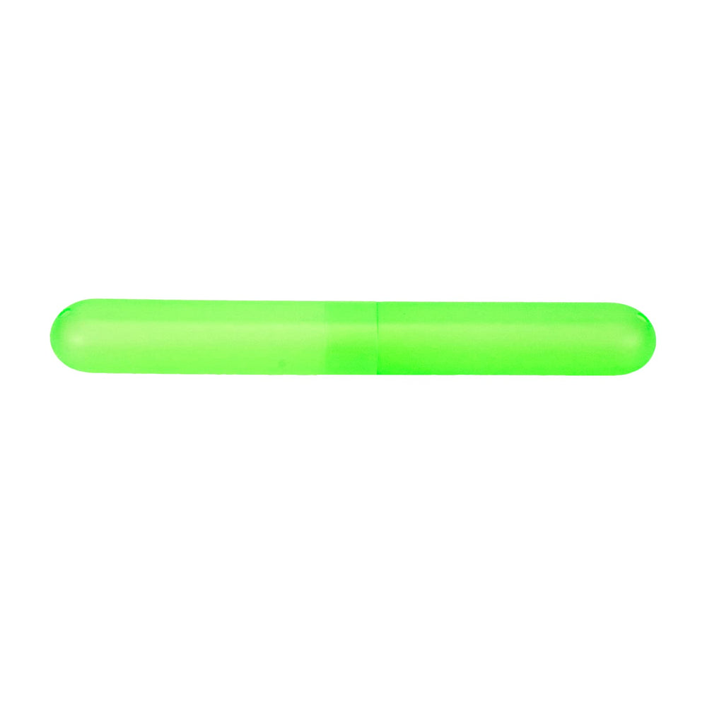 Green matte translucent toothbrush case showing ventilation holes