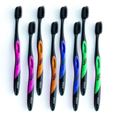 Front view of Xlent Activated Charcoal Toothbrush with slim handle