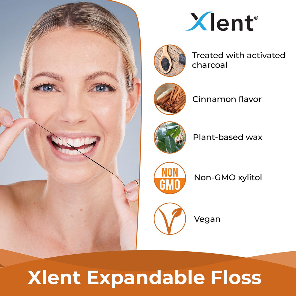 Breath-freshening cinnamon-flavored floss with xylitol and plant-based wax