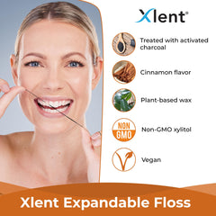 Breath-freshening cinnamon-flavored floss with xylitol and plant-based wax