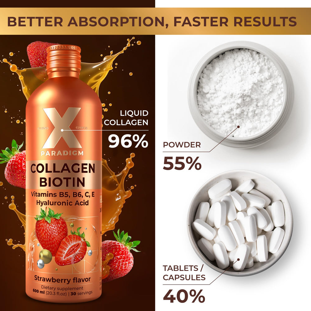 Open bottle with liquid collagen