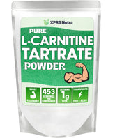 XPRS Nutra L Carnitine Tartrate Powder bottle signals premium vegan energy support for workouts.