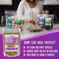 Milk thistle powder being added to a shake