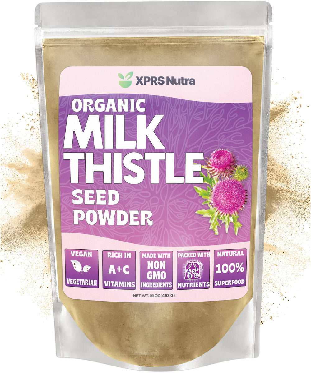 Front view of XPRS Nutra Organic Milk Thistle Seed Powder 16 oz