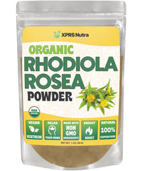 XPRS Nutra Organic Rhodiola Rosea Powder jar and label