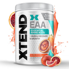 XTEND EAA + BCAA powder Blood Orange container with scoop