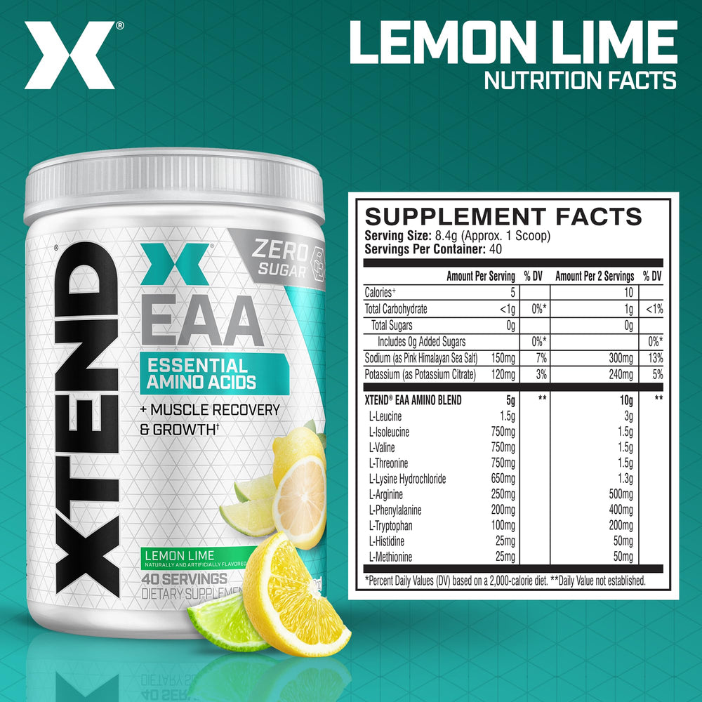Scoop of Xtend EAA + BCAA powder Lemon Lime flavor