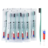 Xuezoioy disposable toothbrush with toothpaste in green packaging, 60-pack