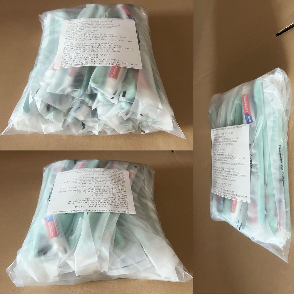 Xuezoioy brand disposable toothbrushes with toothpaste (green) in bulk