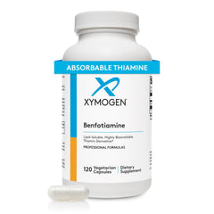 Front label of XYMOGEN Benfotiamine 300mg bottle
