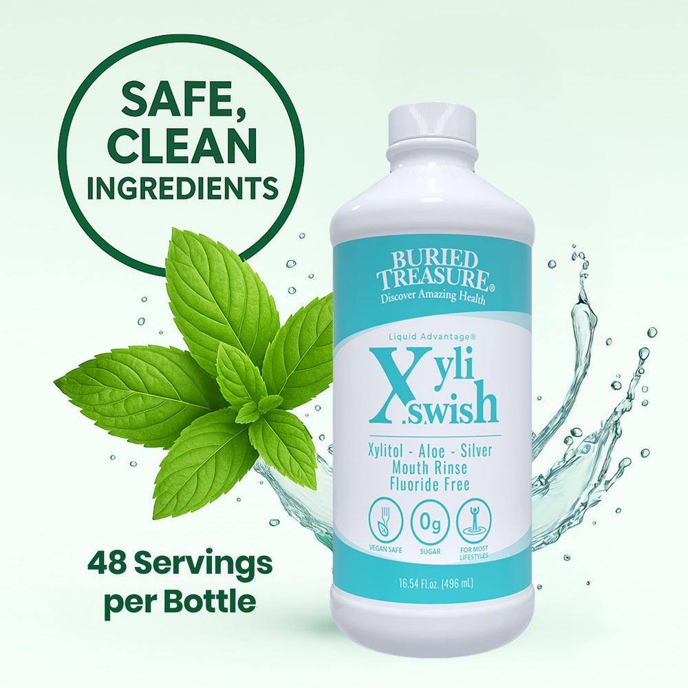 Peppermint flavor label on Xyli Swish bottle