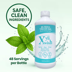 Peppermint flavor label on Xyli Swish bottle