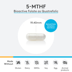 Quatrefolic L-methylfolate 5-MTHF detail on label