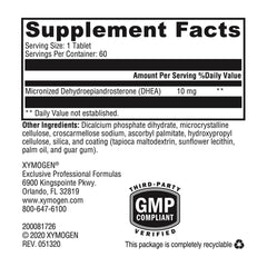 Label showing DHEA 10 mg dosage and product name
