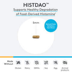 Close-up of HistDAO bottle label highlighting 20,000 HDU per tablet