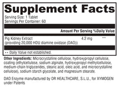 Allergen-free icons indicating HistDAO is gluten-free, dairy-free, soy-free