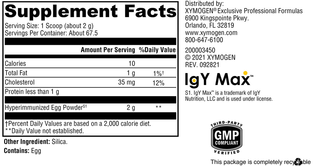 Hyperimmune egg-derived IgY Max concept graphic
