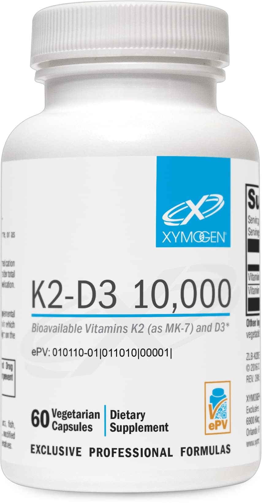 XYMOGEN K2-D3 10000 IU bottle label