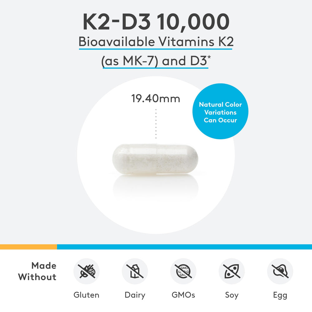Bioavailable D3 K2 capsules close-up