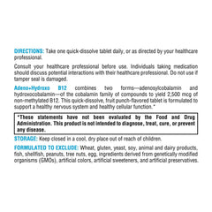 Close-up of quick-dissolve B12 tablet