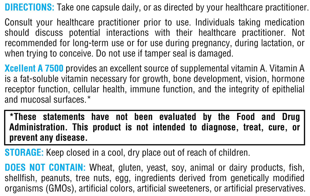 XYMOGEN Xcellent A 7500 bottle with 60 capsules on white