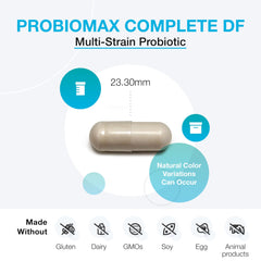 Close-up of gastro-resistant capsules from ProbioMax Complete 45B