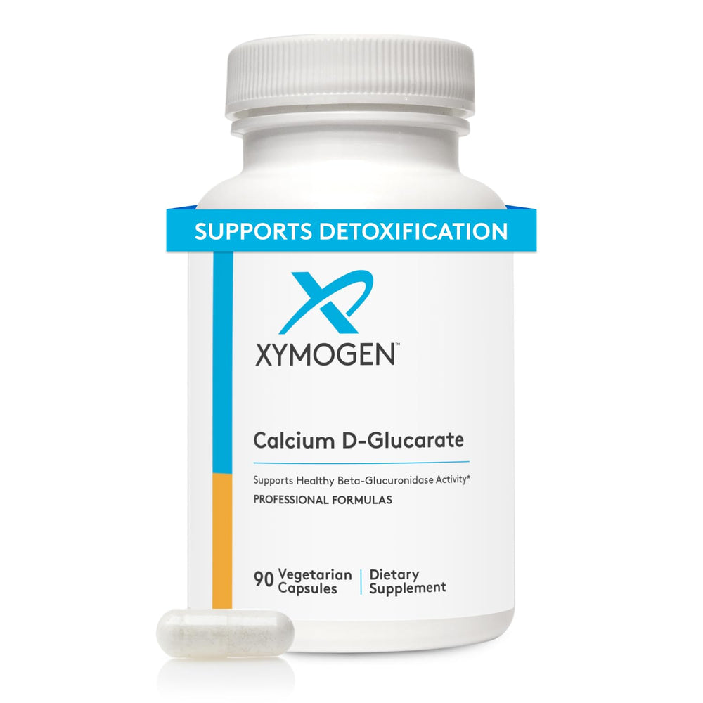 Front label of XYMOGEN Calcium D-Glucarate 500mg bottle