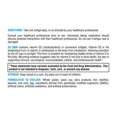 XYMOGEN D3 5000 ingredients label