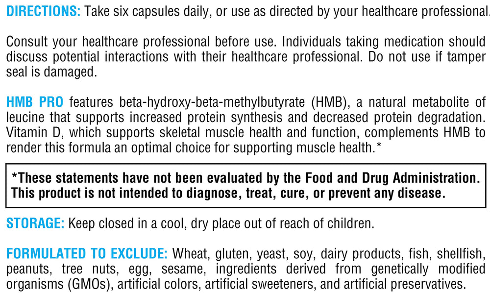 Vitamin D3 and HMB supplement facts graphic