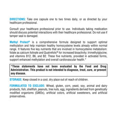Dosage and nutrition facts graphic for XYMOGEN Methyl Protect