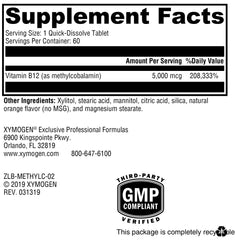 Nutrition facts panel on bottle