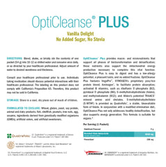 Close-up of pea/rice protein blend and vitamins in OptiCleanse Plus.
